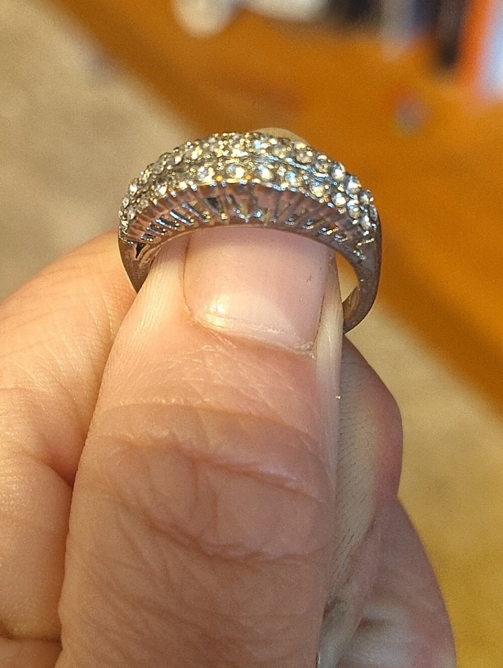 Pavรฉ Dome Ring in Silver with Clear Stones